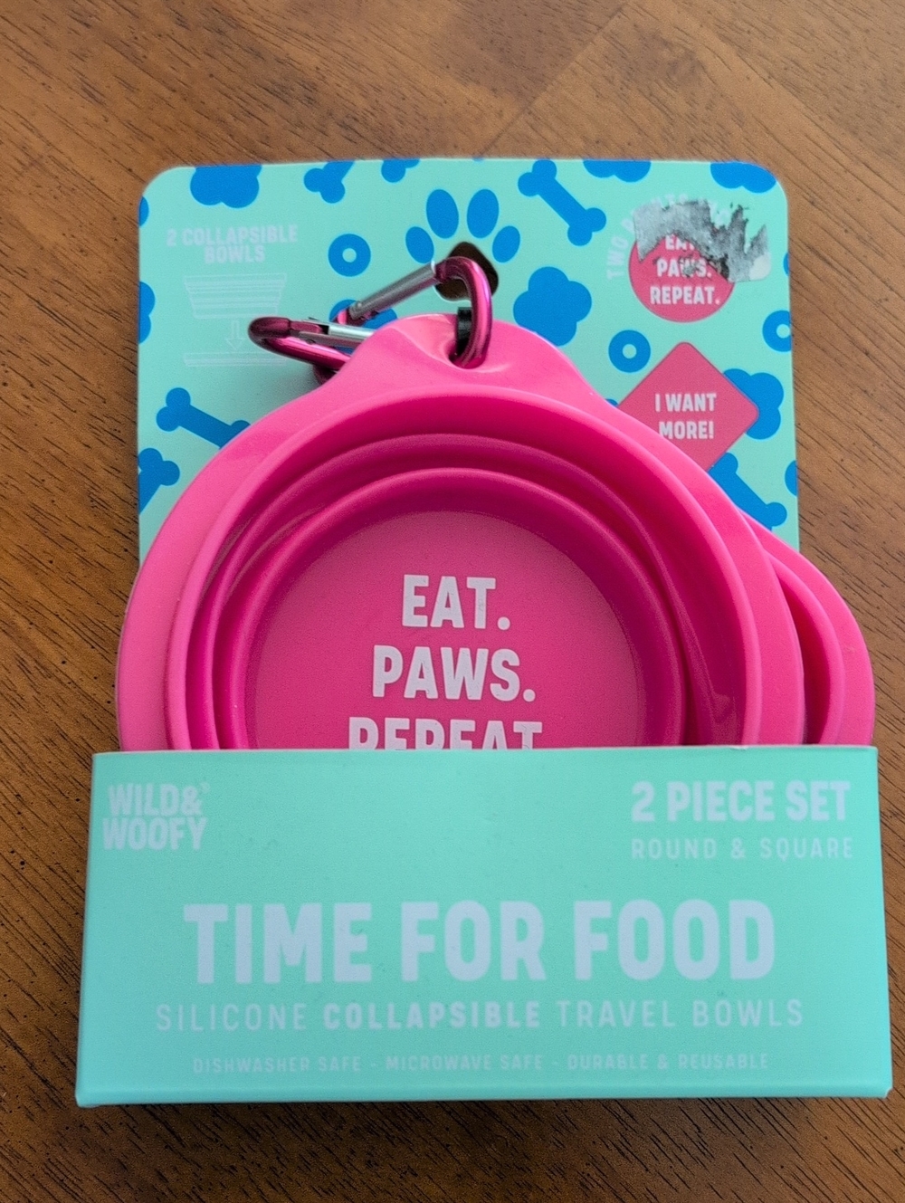 Pink Silicone Collapsible Travel Bowl Set - 2 Piece